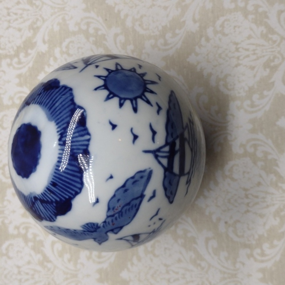 Porcelain Sailboat Decor Blue and White Ball Beach Decor